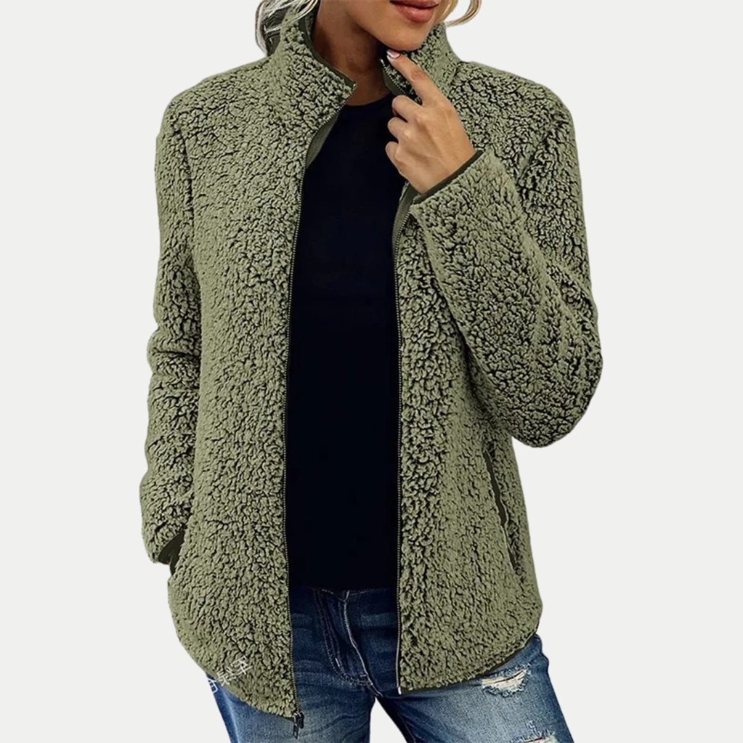 Solveig | Textured Zip Front Fleece Jacket - view 4