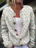 Fleur Floral Print Button-Front Cardigan - front view