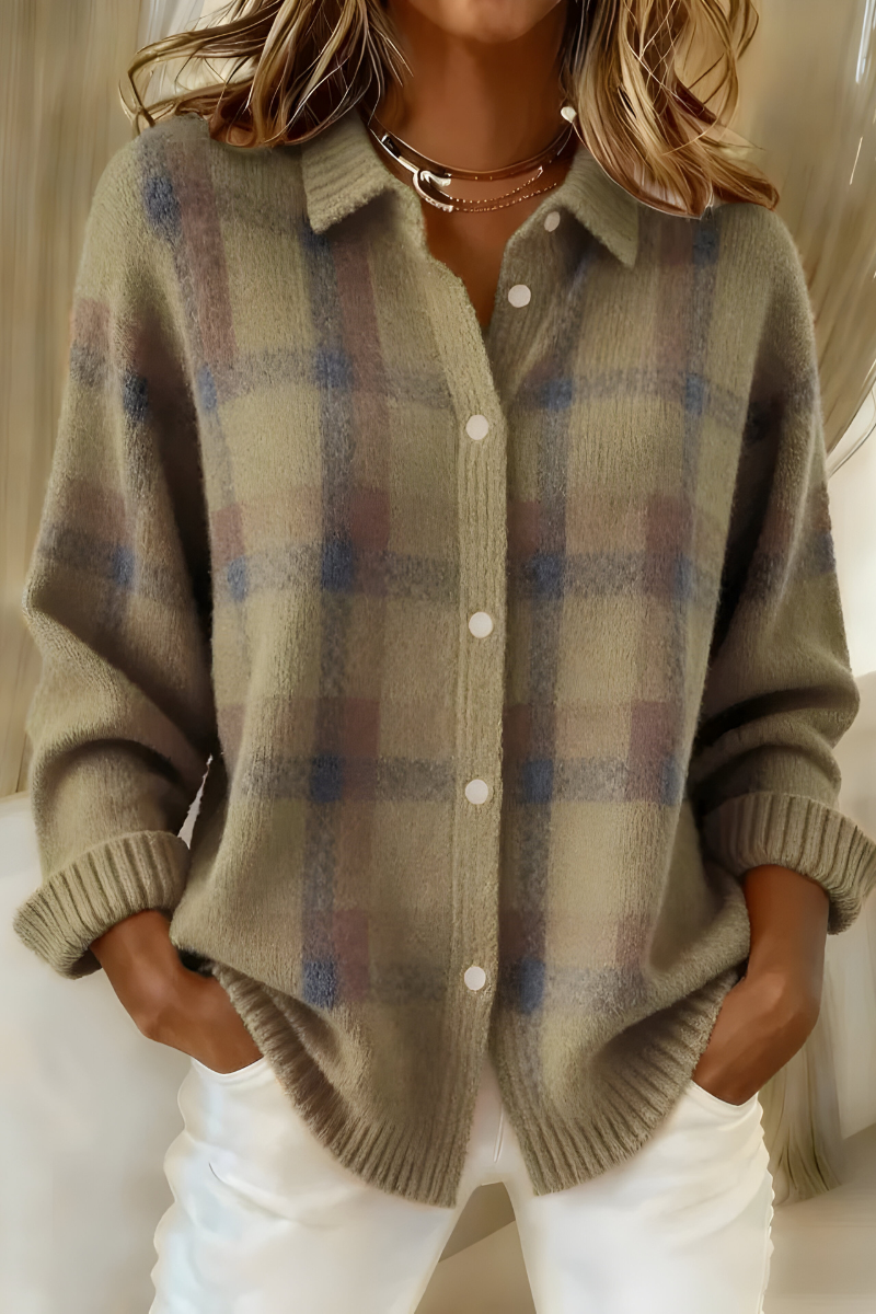 Harlow Plaid Button-Up Collared Cardigan - view 5