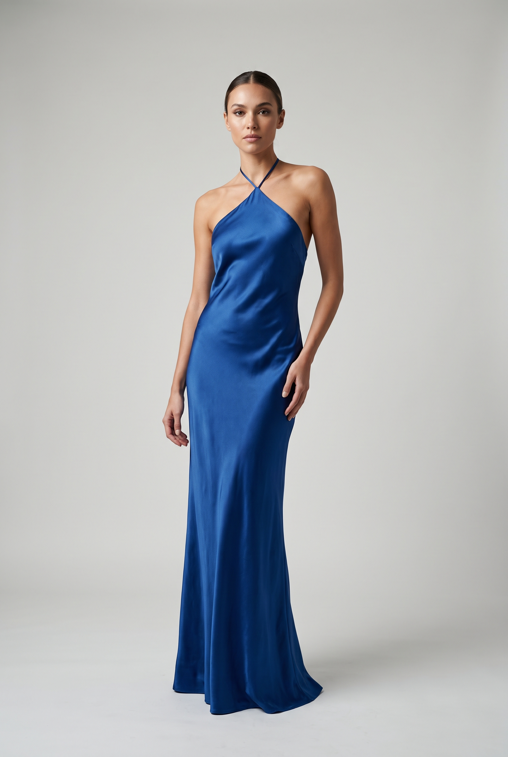 Vivienne — Satin Halter Maxi Dress