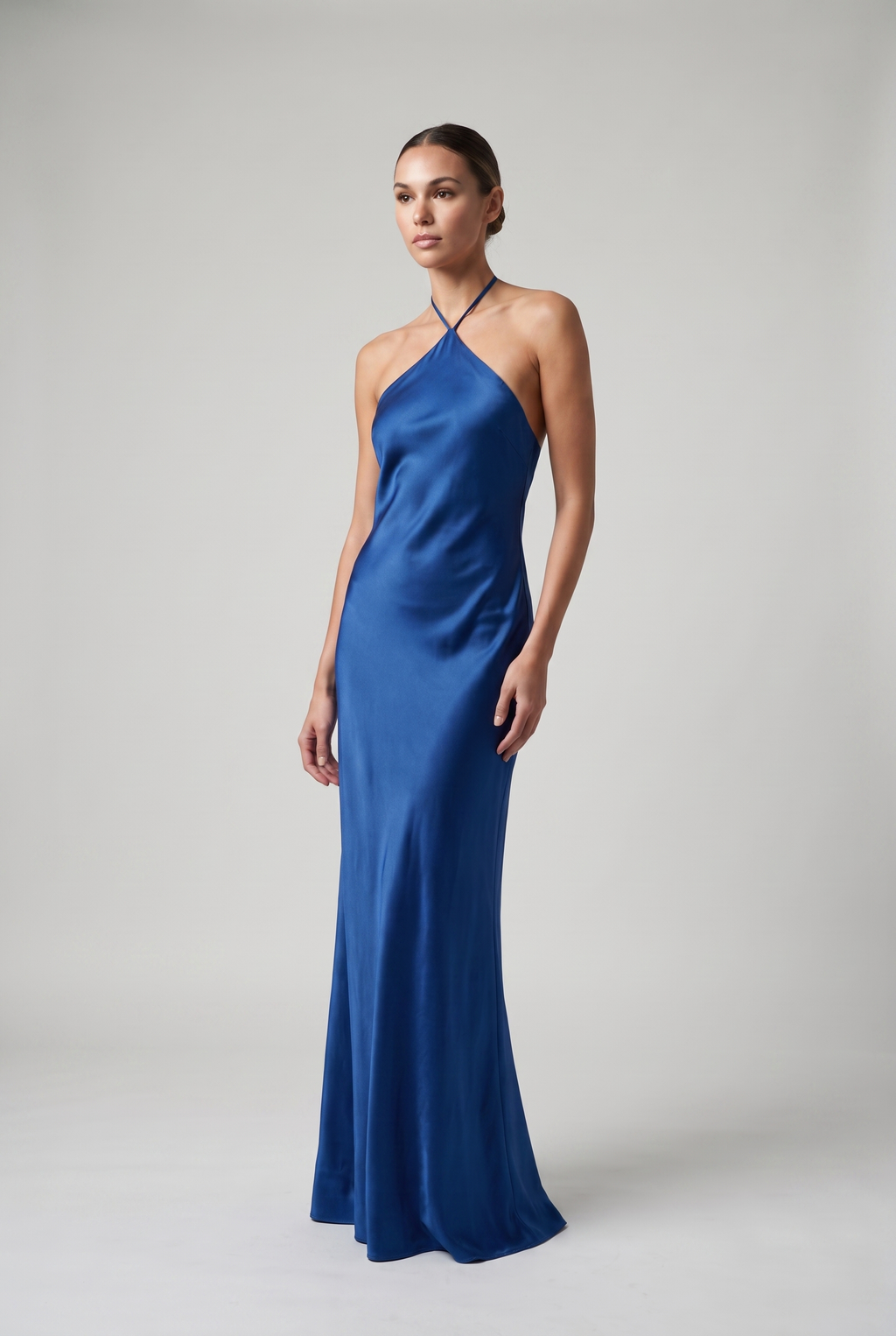 Vivienne — Satin Halter Maxi Dress