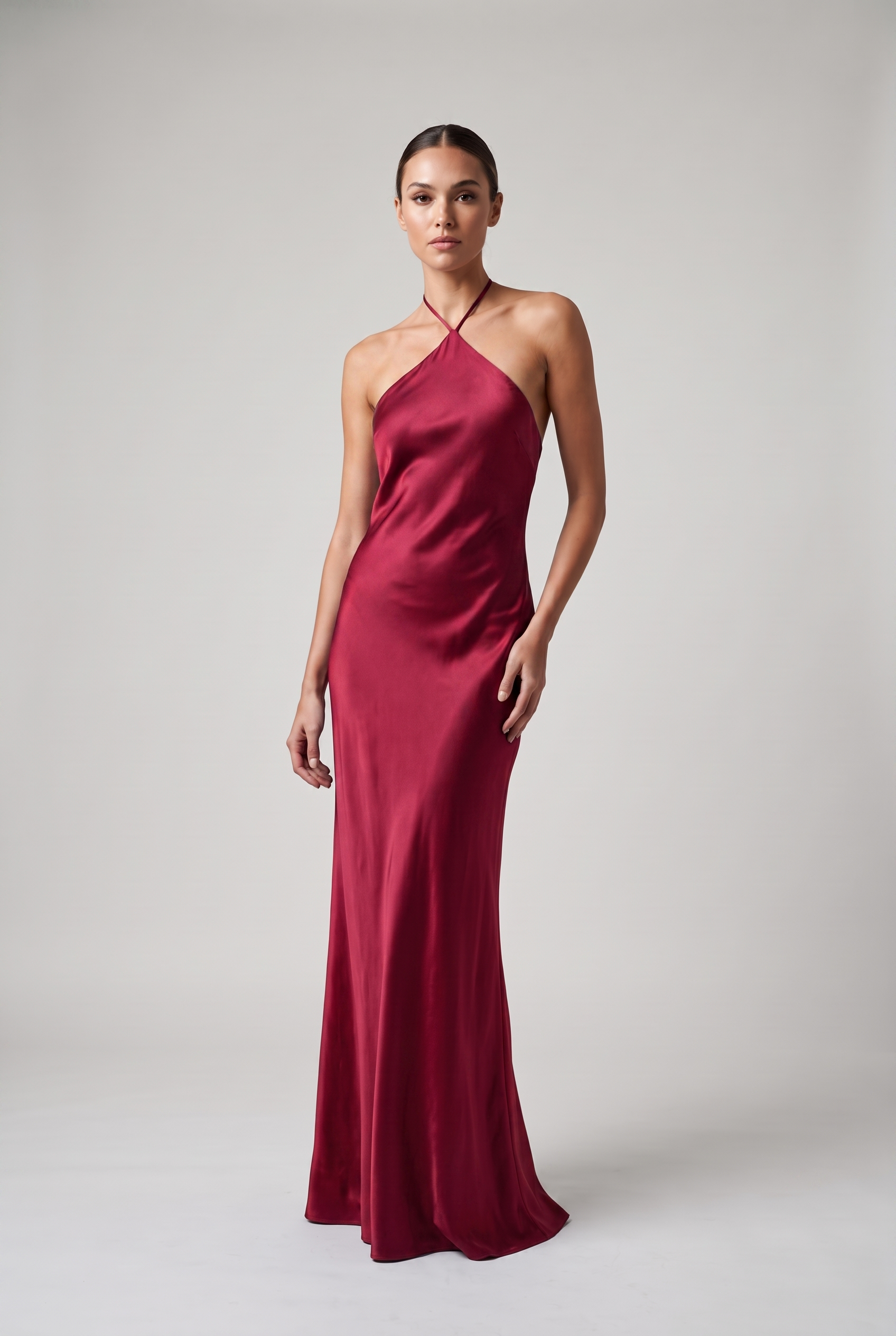 Vivienne — Satin Halter Maxi Dress