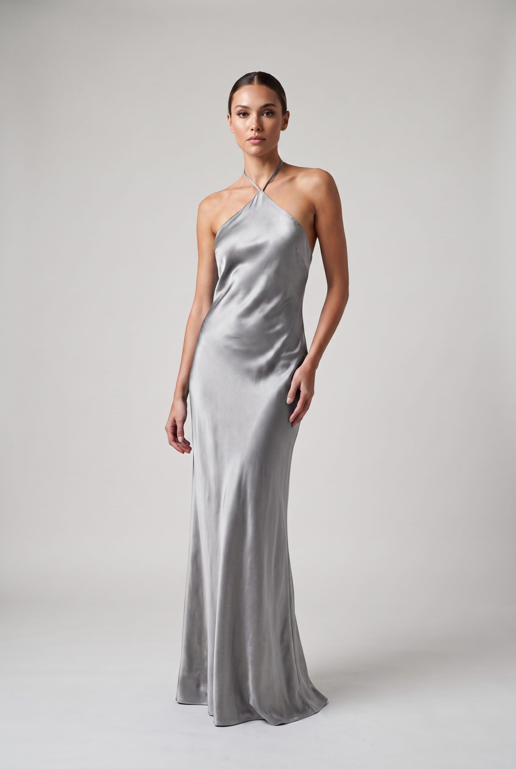 Vivienne — Satin Halter Maxi Dress