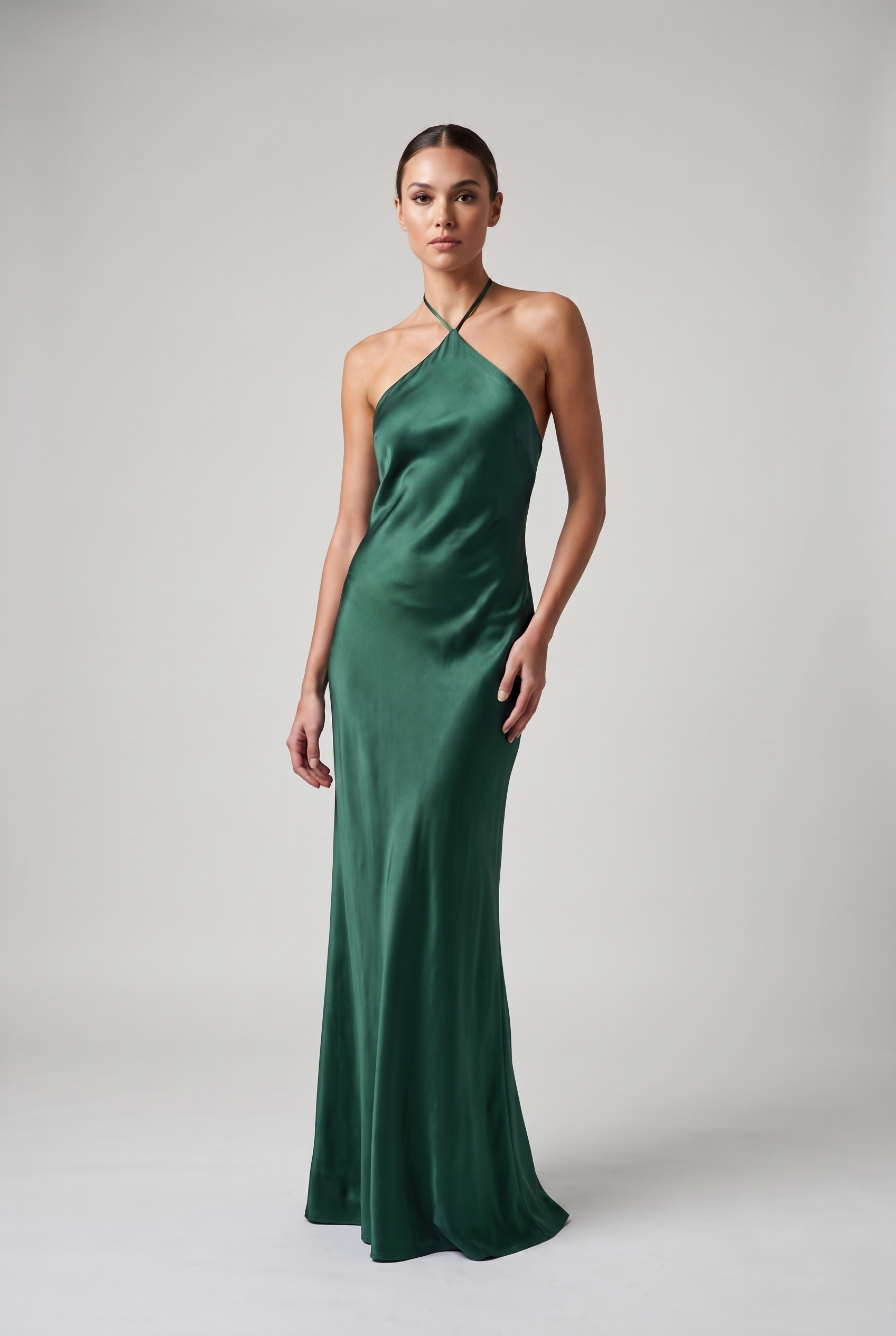 Vivienne — Satin Halter Maxi Dress