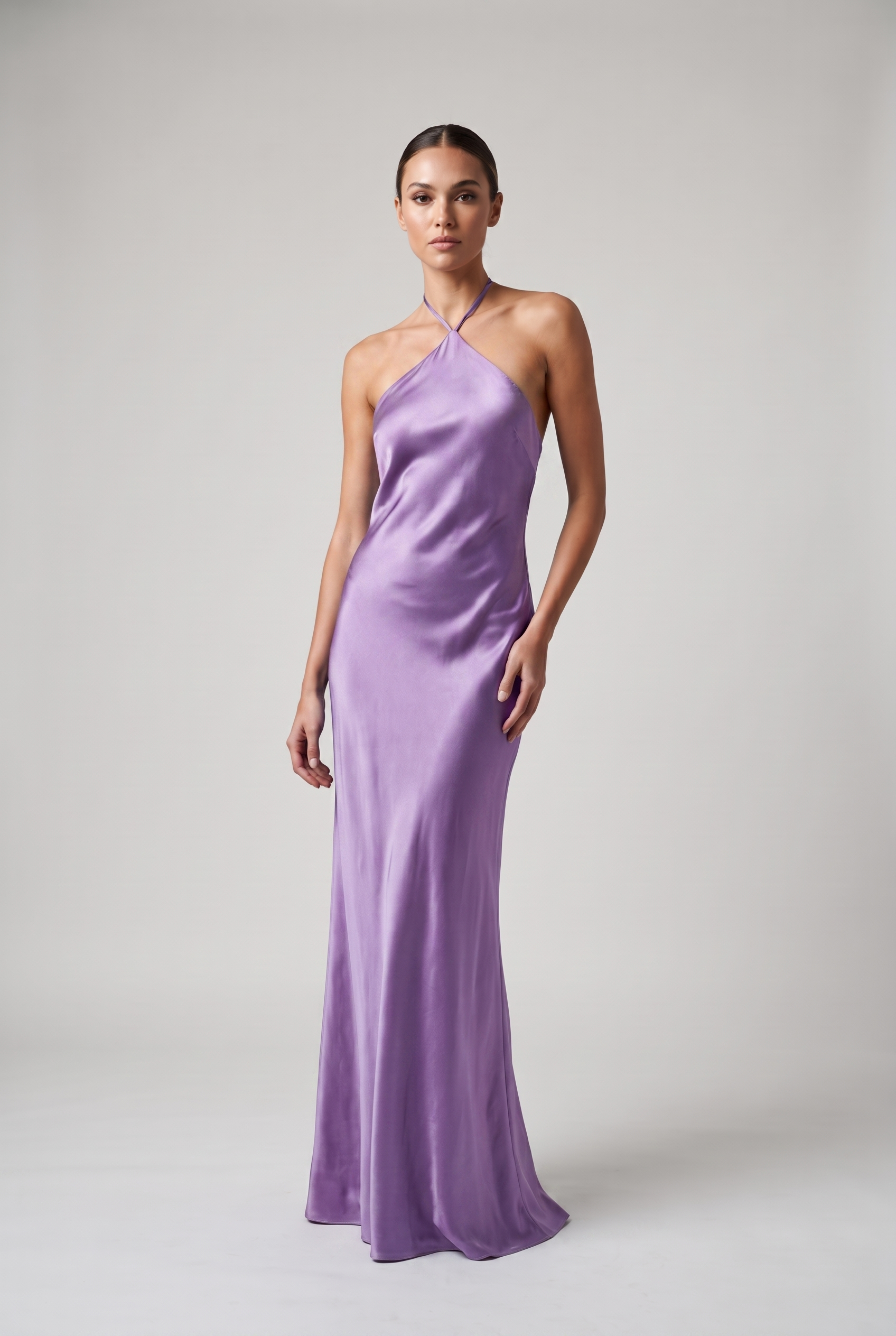 Vivienne — Satin Halter Maxi Dress