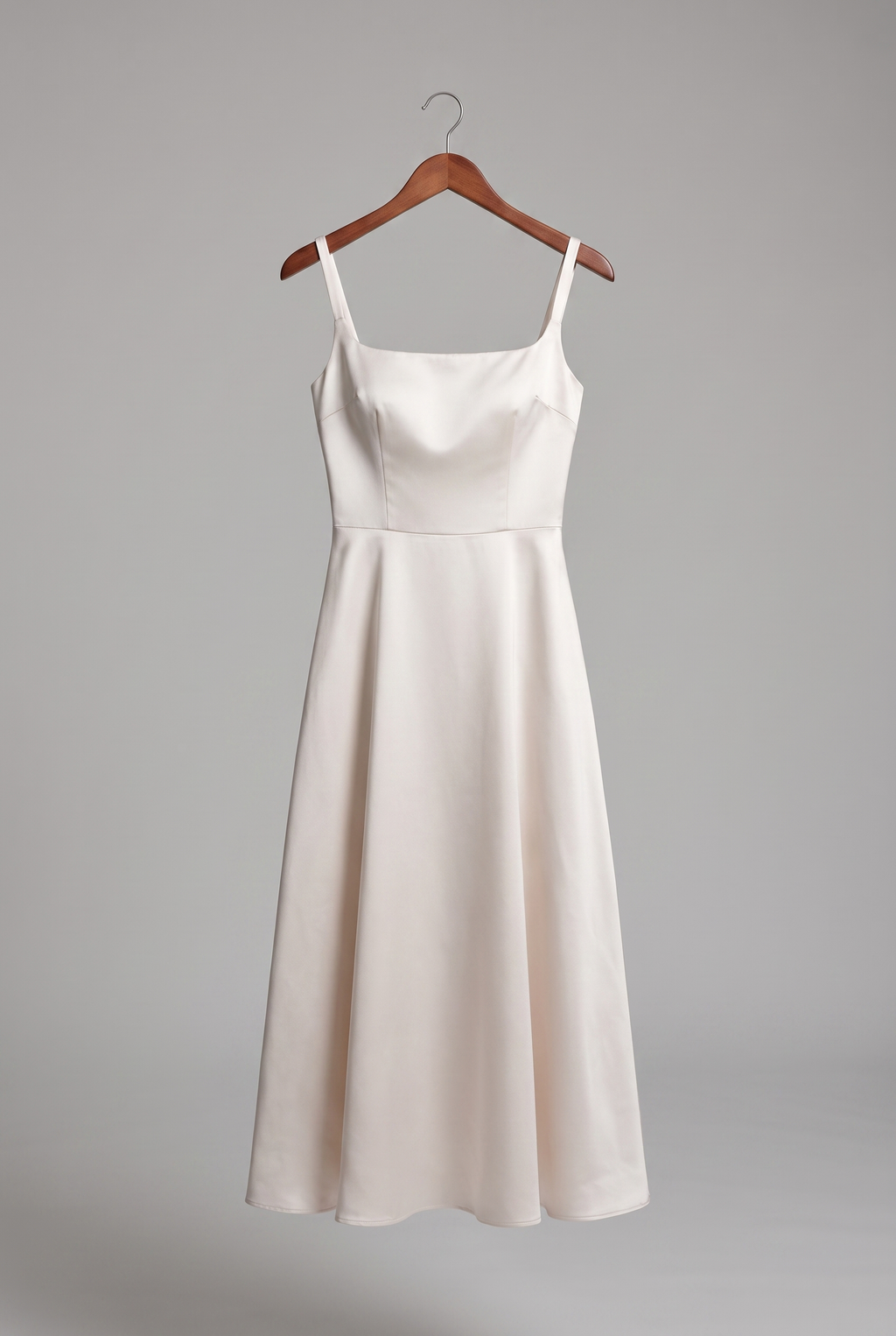 Camille — Square-Neck Satin Midi Dress