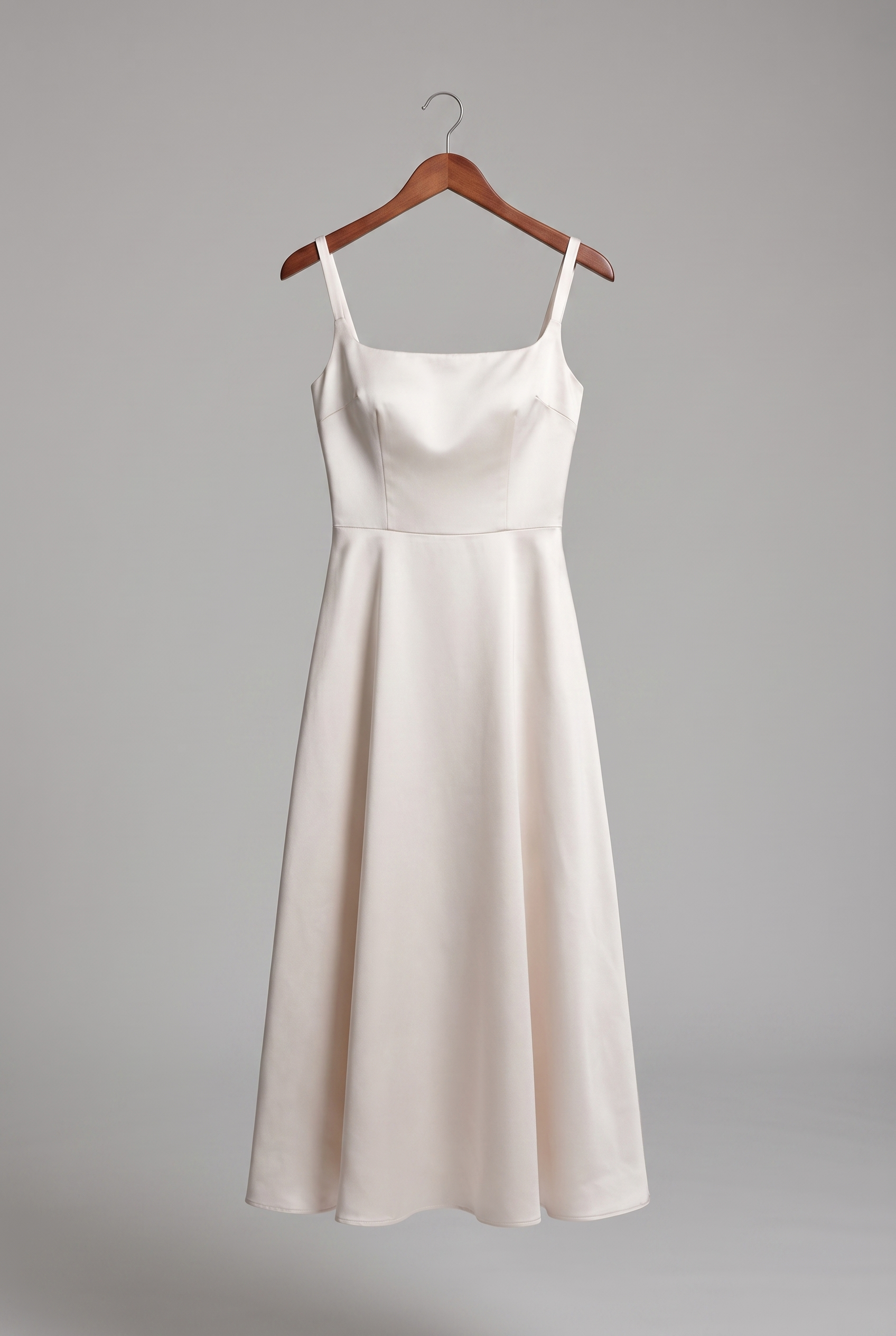 Camille — Square-Neck Satin Midi Dress