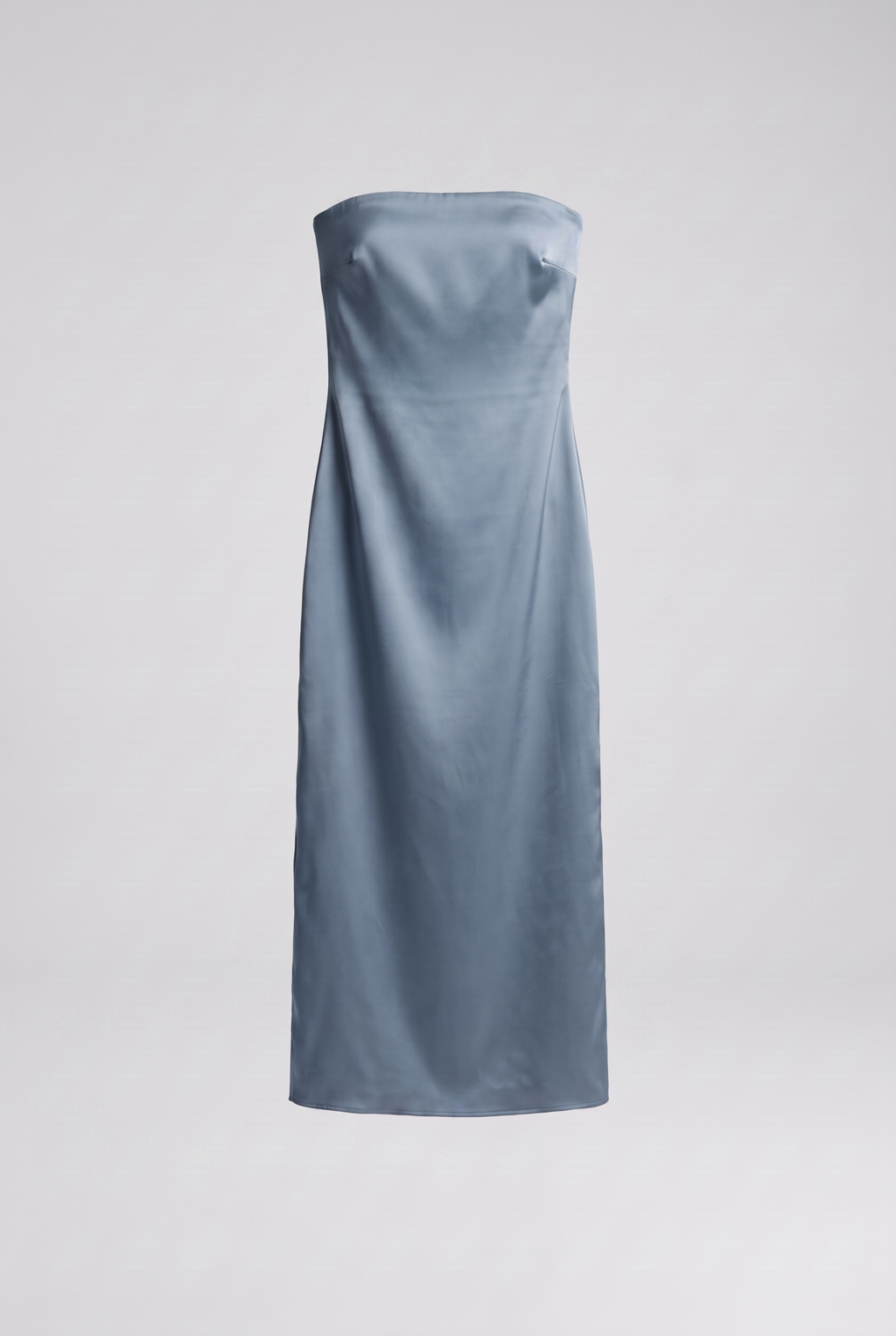 Adeline — Strapless Satin Column Midi Dress
