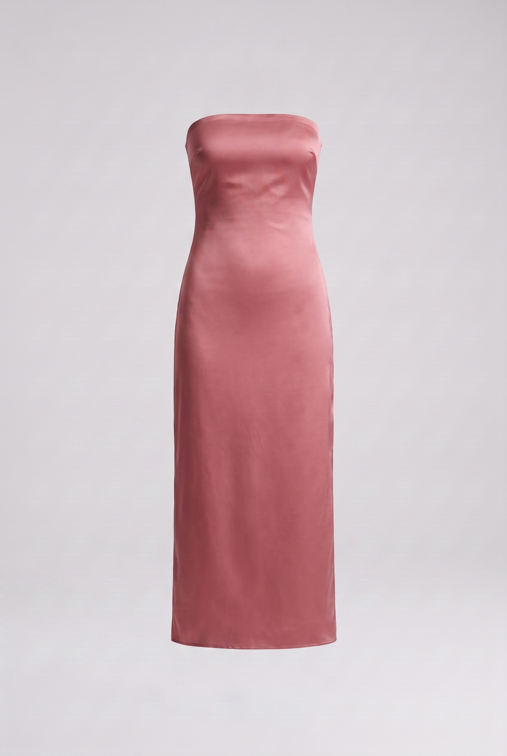 Adeline — Strapless Satin Column Midi Dress