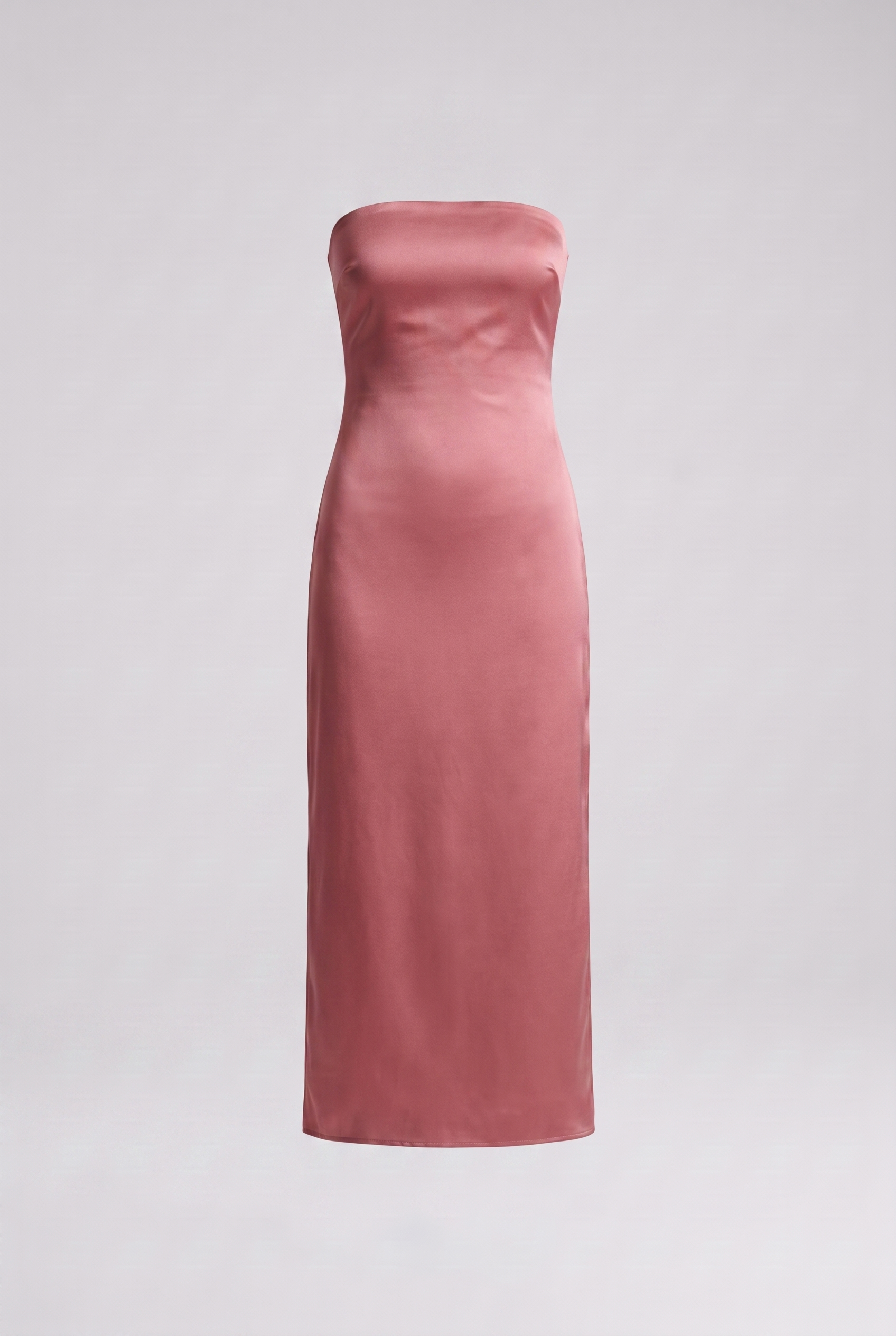 Adeline — Strapless Satin Column Midi Dress