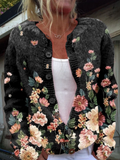 Isla Botanical Floral Button-Front Cardigan - front view