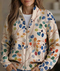 Ivy Botanical Print Zip-Up Cardigan - front view