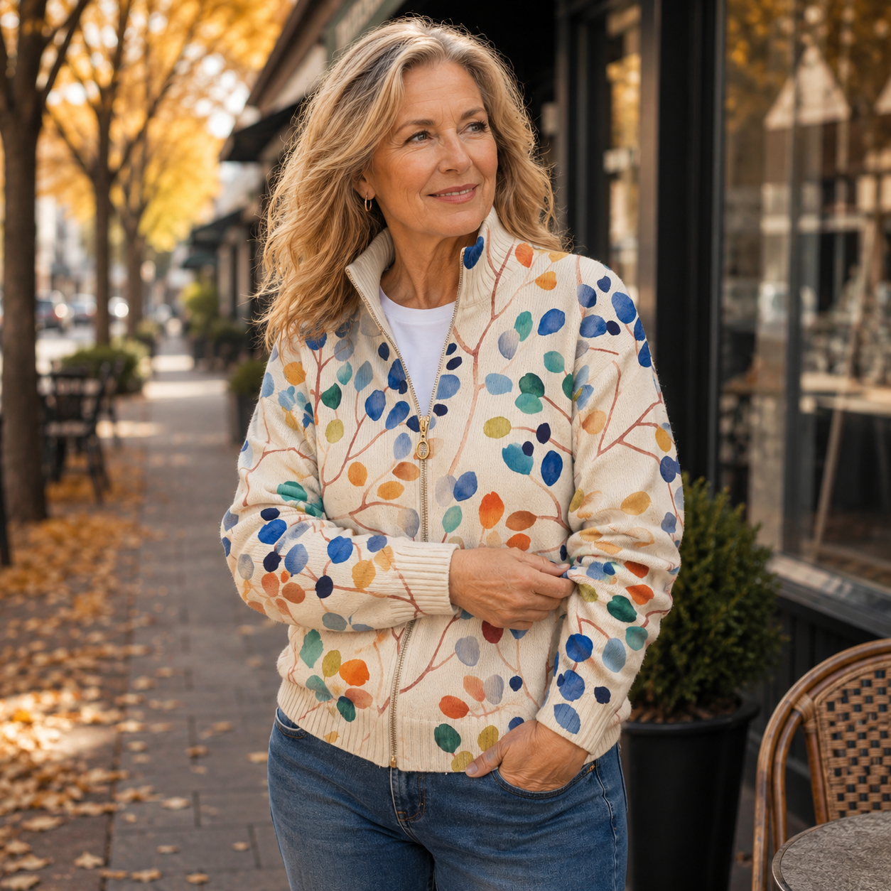 Ivy Botanical Print Zip-Up Cardigan - view 2