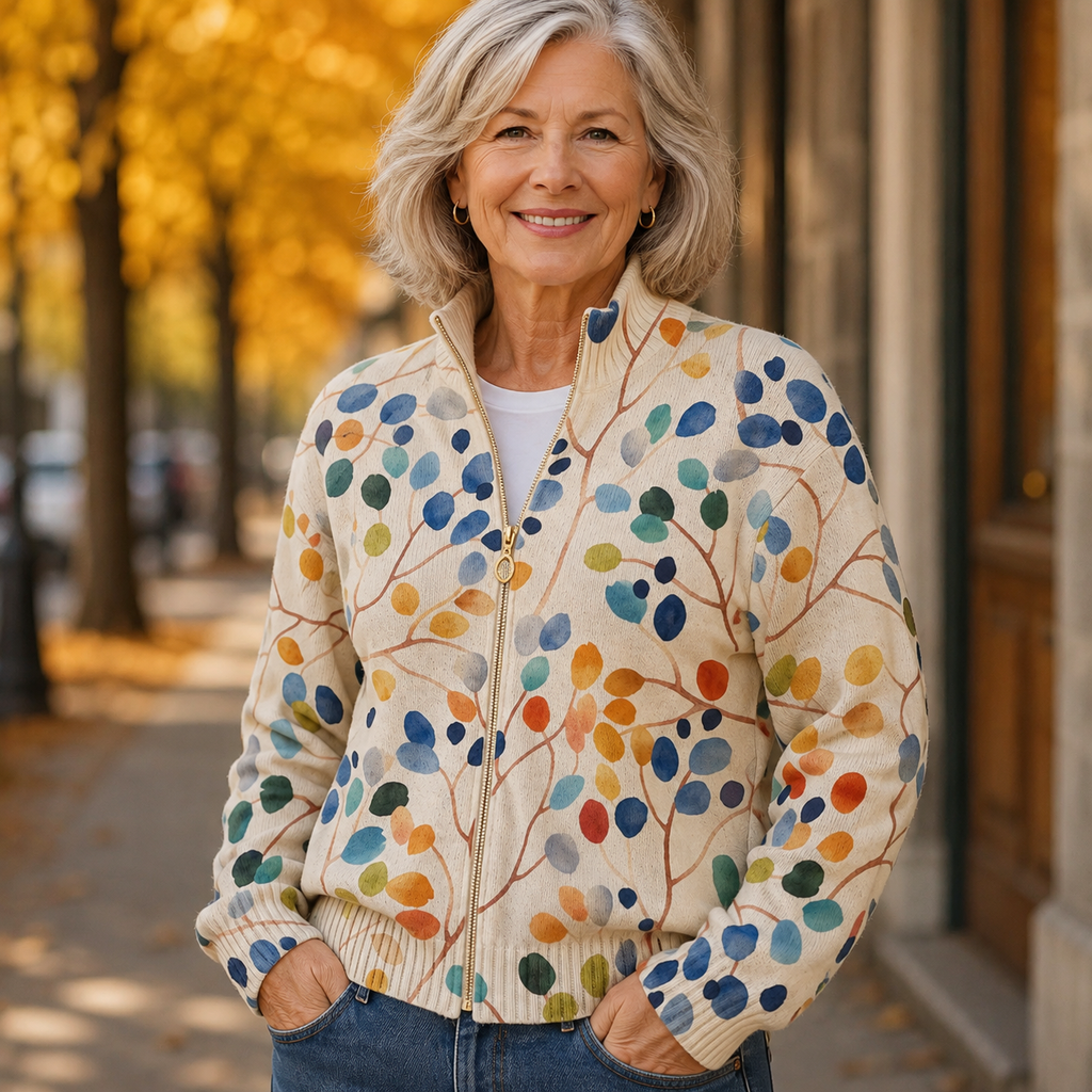 Ivy Botanical Print Zip-Up Cardigan - view 3