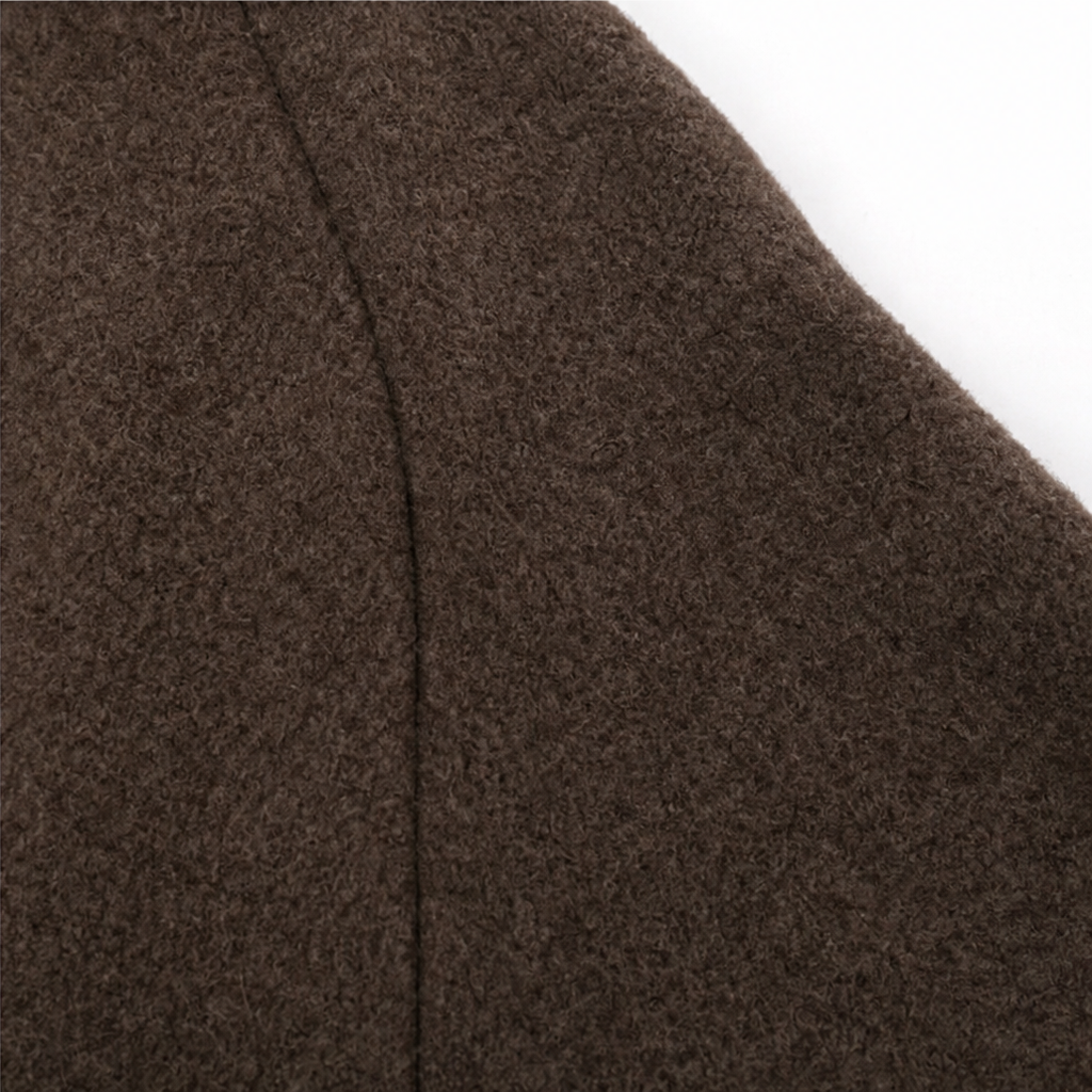 Woman wearing a brown turtleneck sweater and matching maxi skirt set - view 11