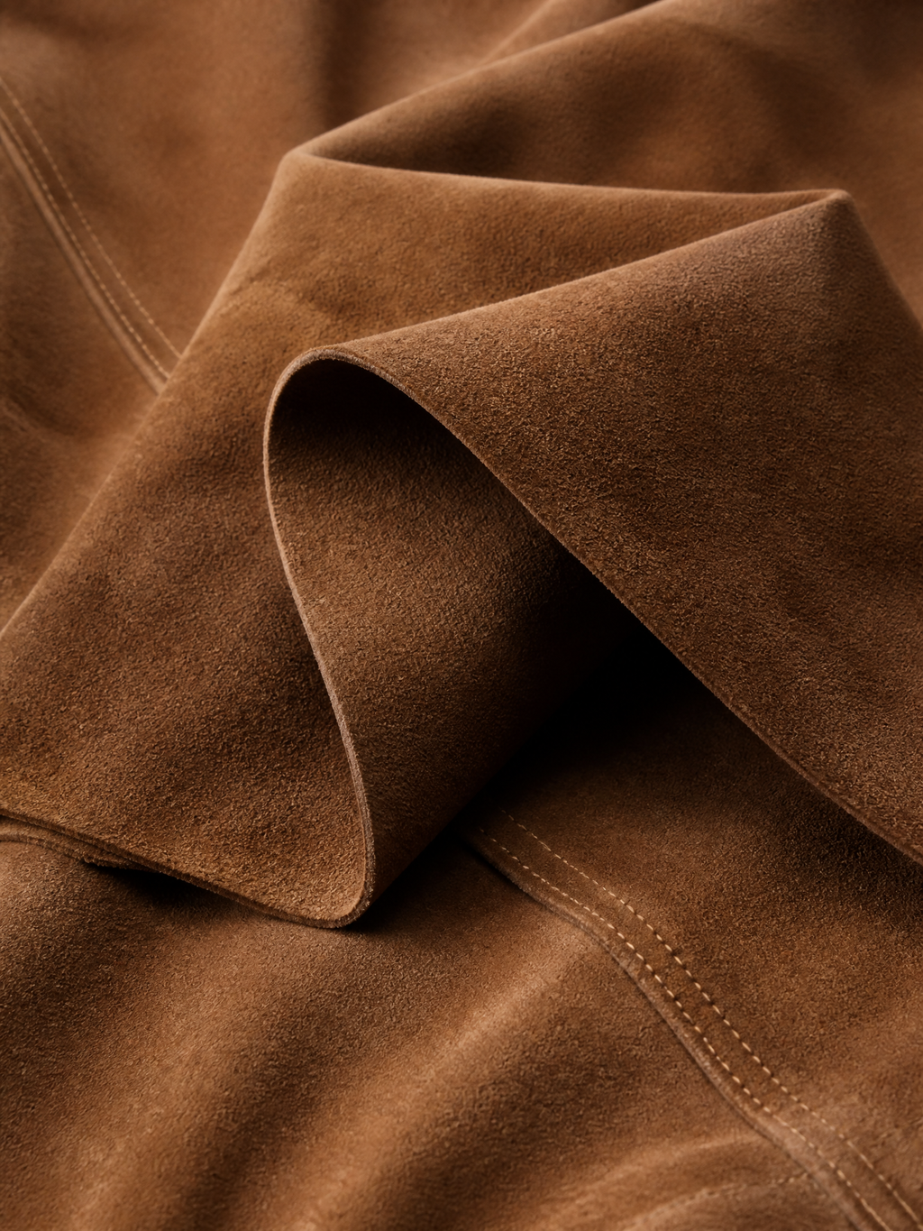 Woman wearing a brown faux suede long sleeve mini dress with half zip and collar - view 10