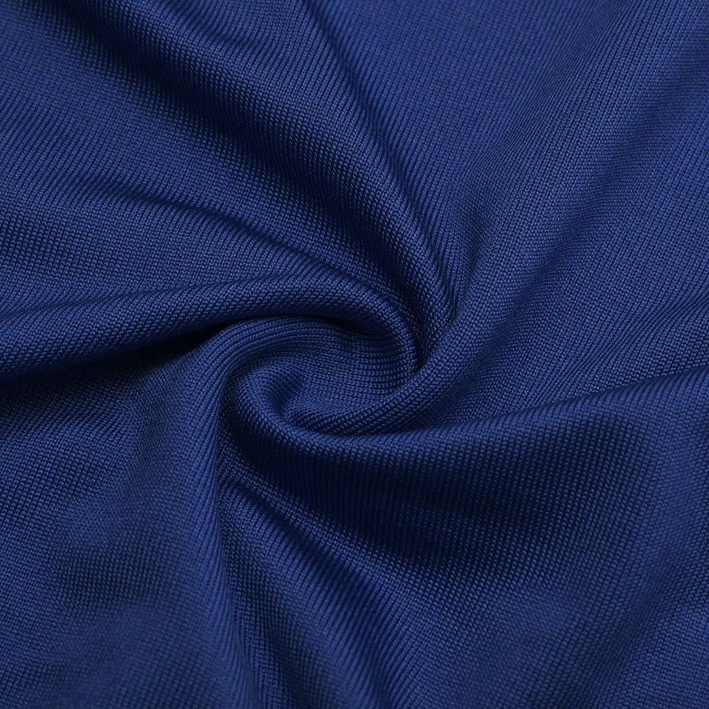 Fitted knee-length cocktail dress with sheer asymmetric cape overlay, cold-shoulder slits and sequin trim - view 16