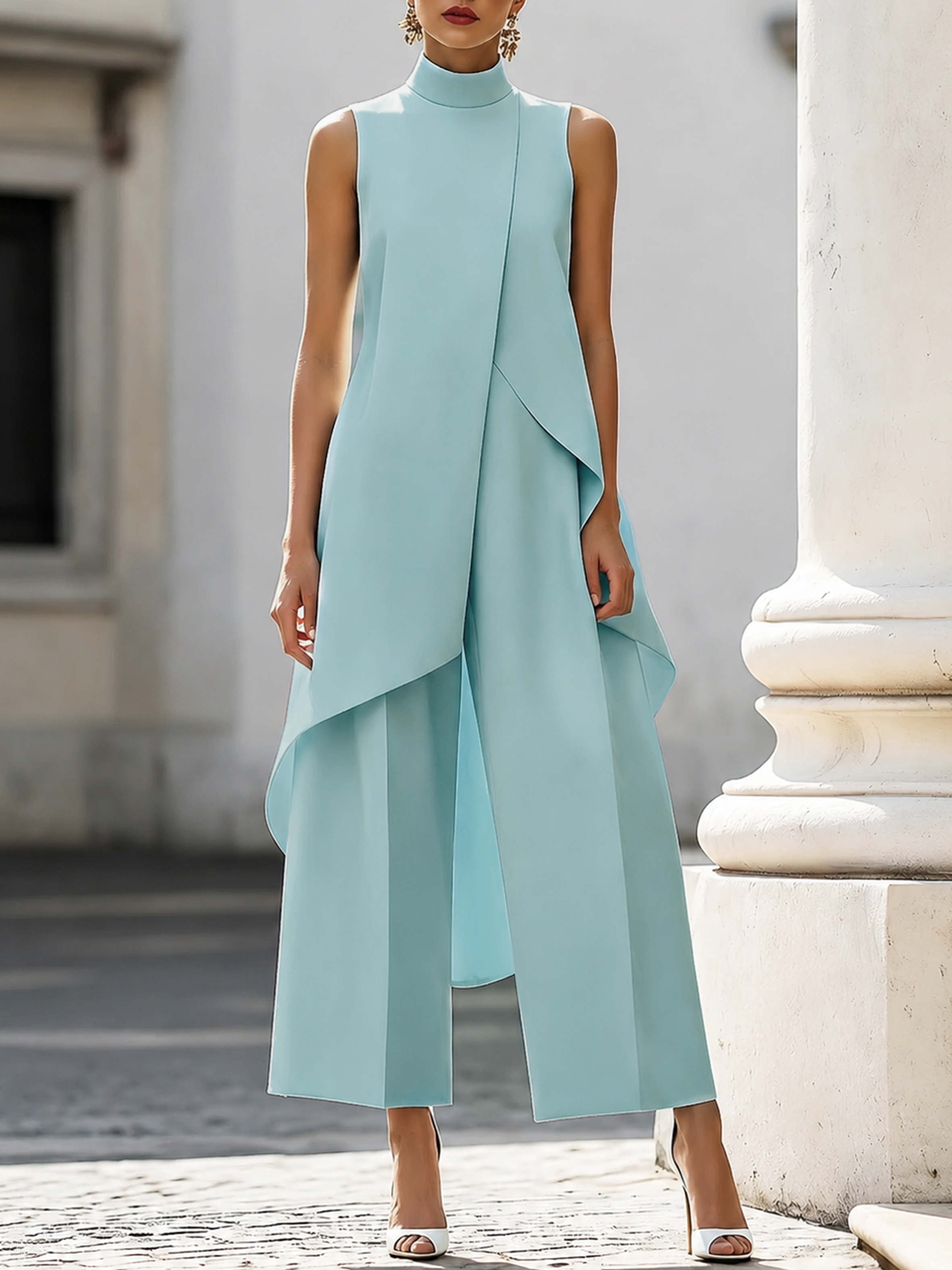 Rosalie Women's Asymmetric Top Wide-Leg Pants Set