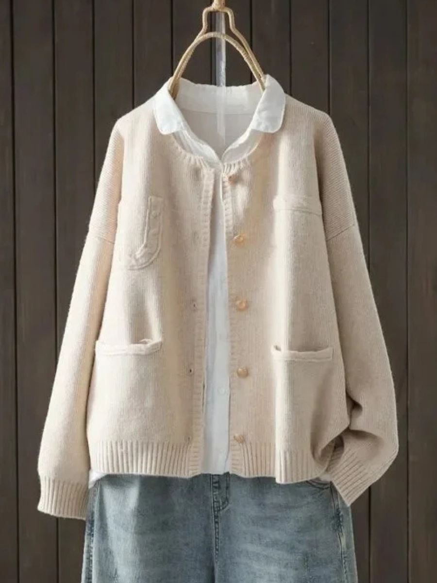 Mabel Four-Pocket Relaxed Knit Cardigan - front view