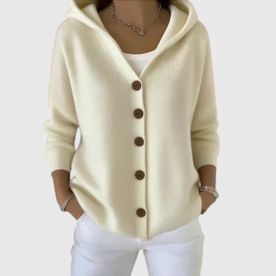 Maeve Hooded Button-Down Cardigan - front view