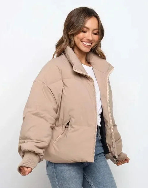 Maude | Stand Collar Zip Pocket Puffer Jacket - view 3