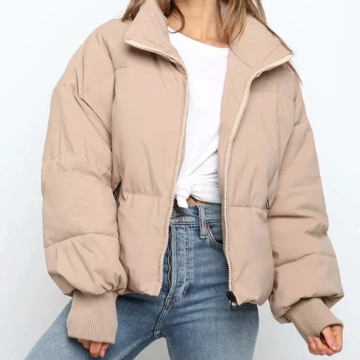 Maude | Stand Collar Zip Pocket Puffer Jacket - view 6
