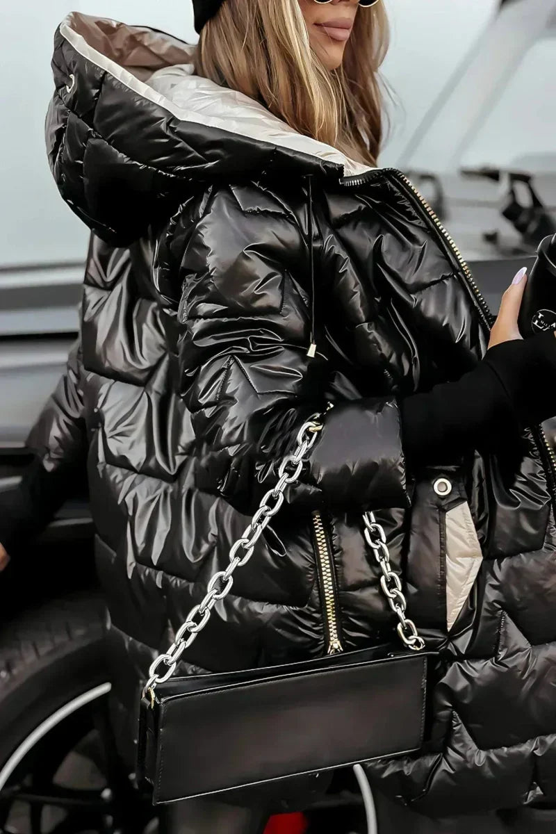 Astrid | Longline Hooded Puffer Jacket - view 10