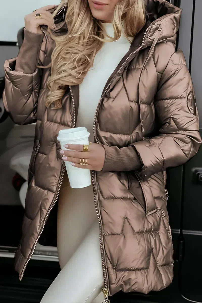 Astrid | Longline Hooded Puffer Jacket - view 3