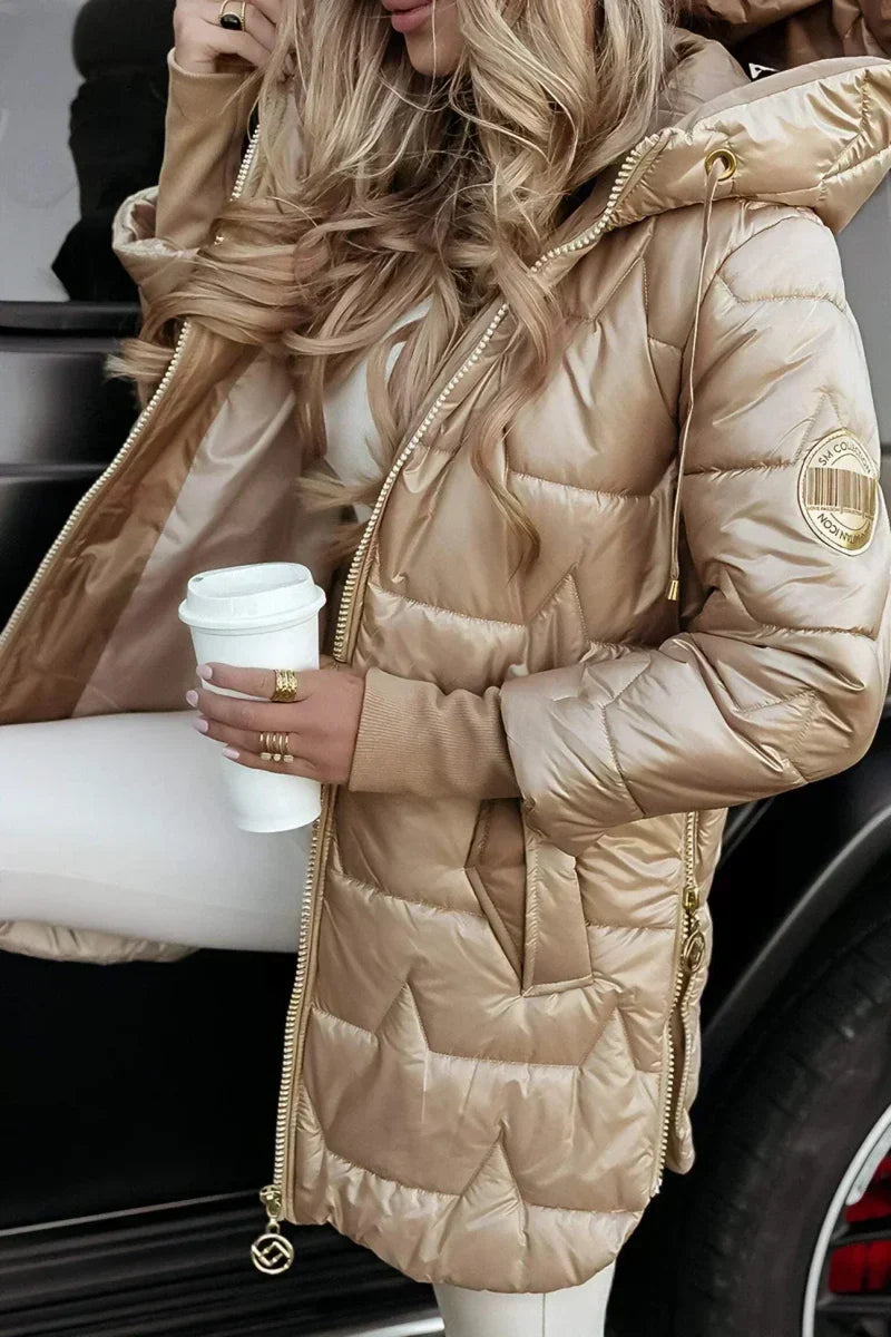 Astrid | Longline Hooded Puffer Jacket - view 7