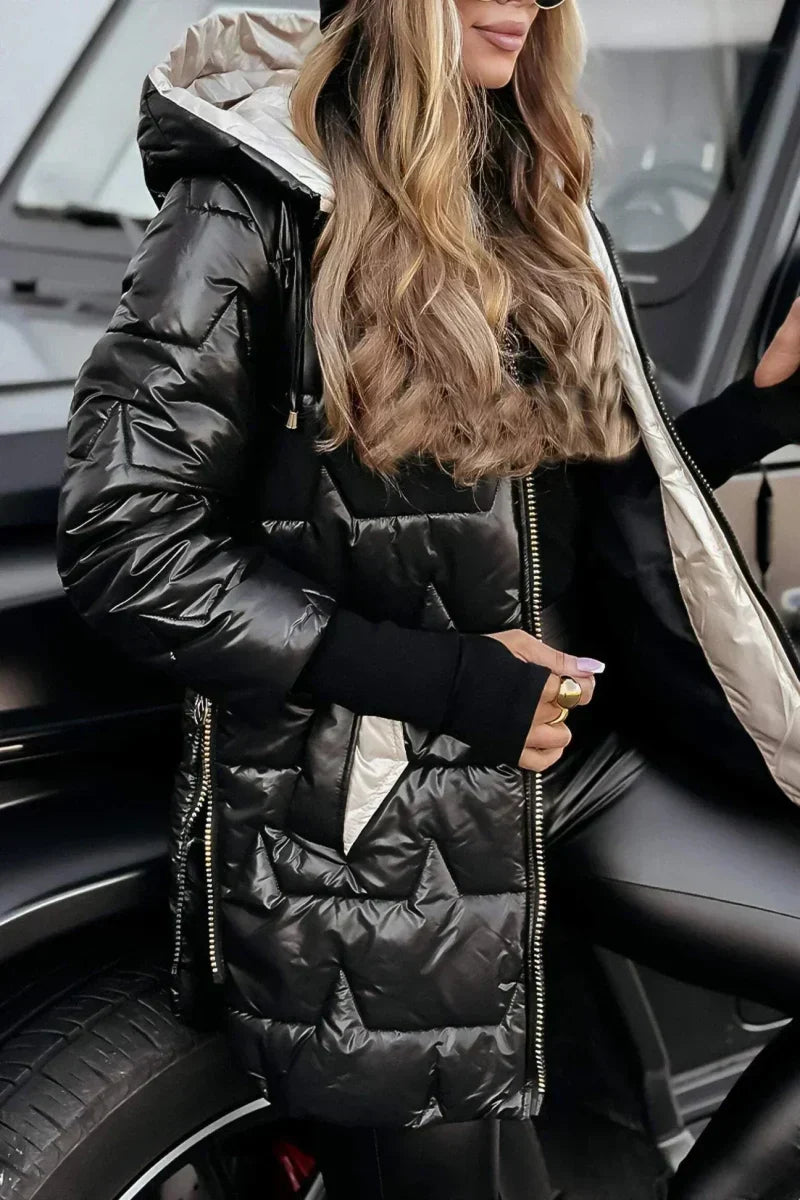 Astrid | Longline Hooded Puffer Jacket - view 9