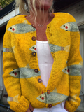 Marina Fish Print Cardigan - front view