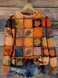 Marisol Patchwork Print Long Sleeve Sweater - front view
