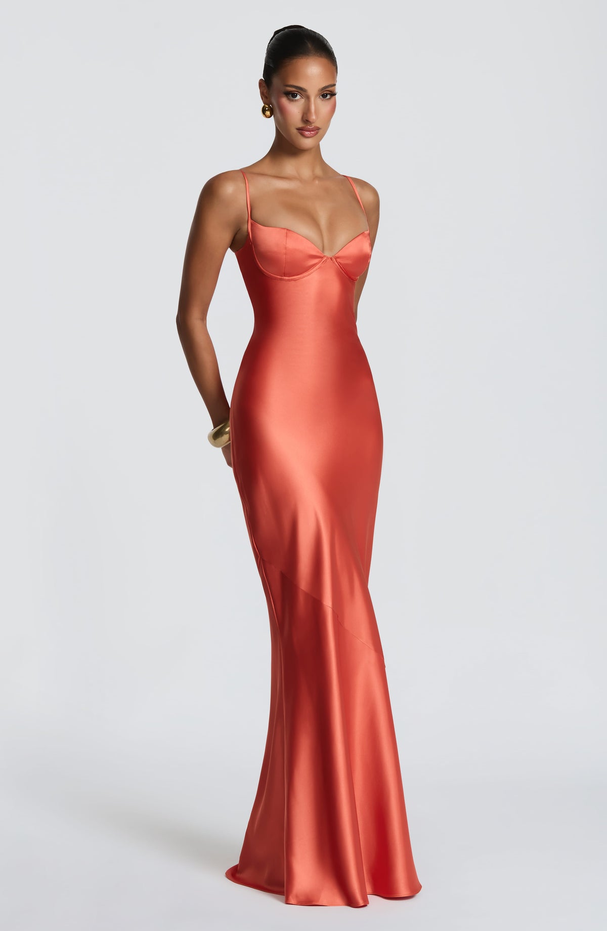 Mila satin formal evening dress with corset lace-up back - view 5