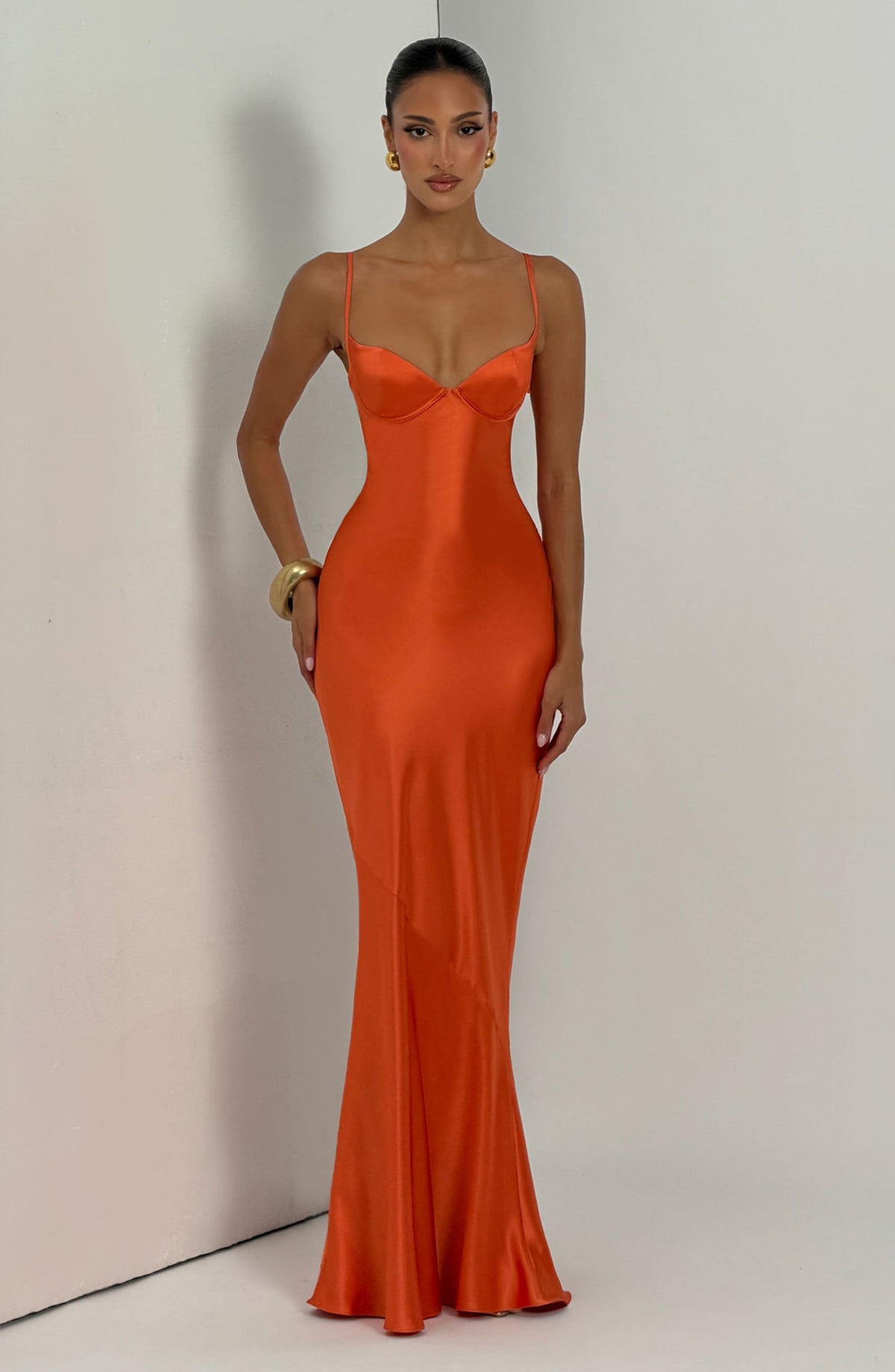 Mila satin formal evening dress with corset lace-up back - view 6
