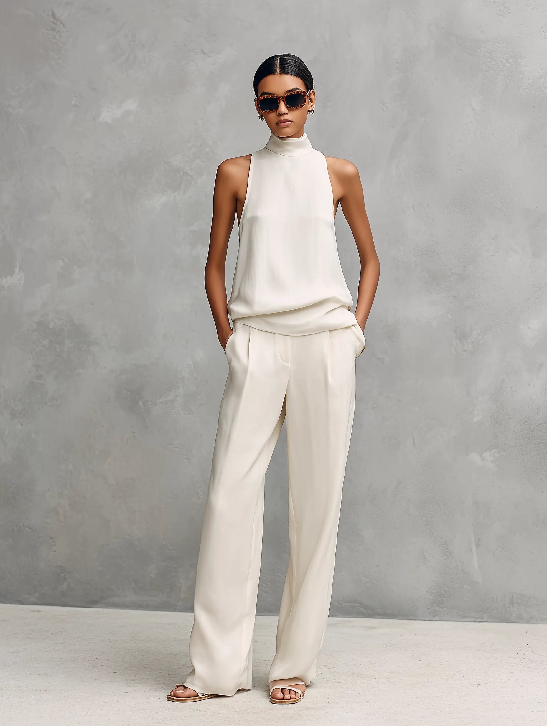 Tessa Women's Linen Top & Trousers Set
