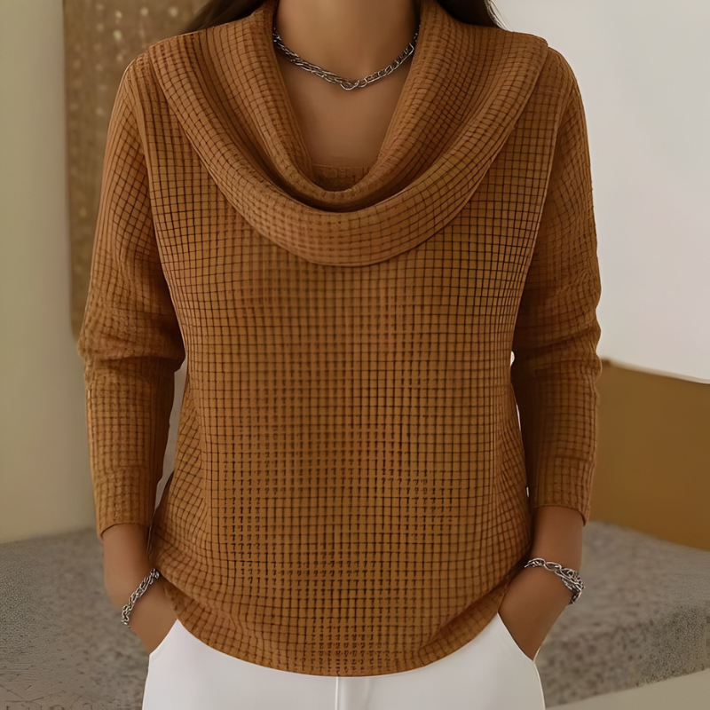 Nell Cowl Neck Waffle Knit Sweater - view 3