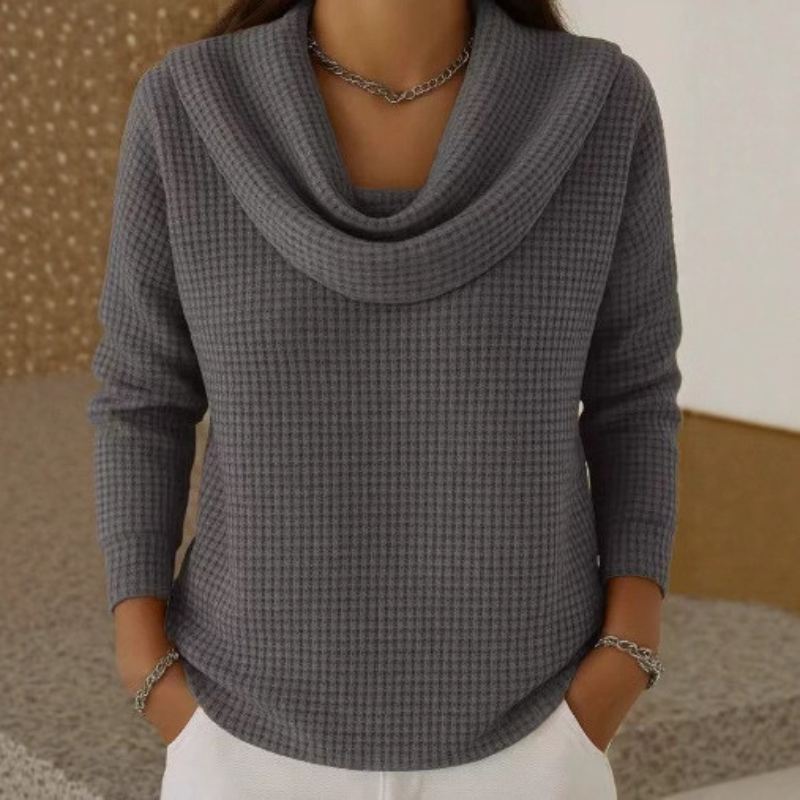 Nell Cowl Neck Waffle Knit Sweater - view 4