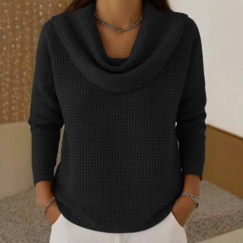 Nell Cowl Neck Waffle Knit Sweater - view 5