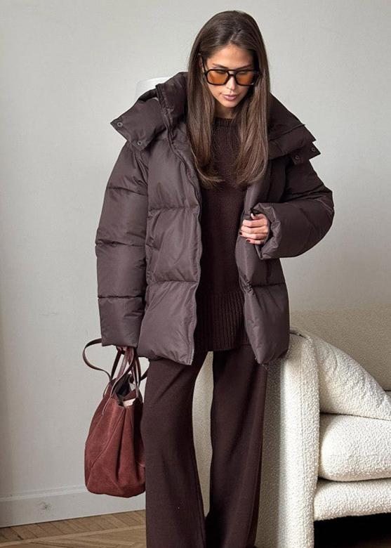 Bernadette | Detachable Hood Puffer Jacket - front view