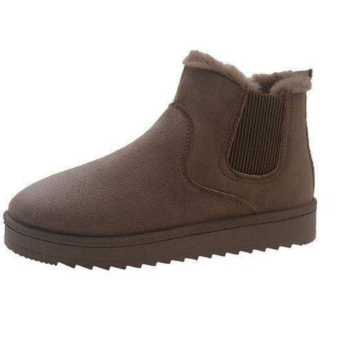 Women's faux fur trimmed ankle boots in suede-look with elastic side gores - view 5