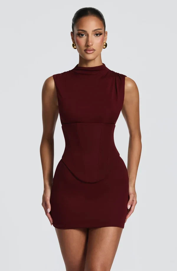 Quinn black sleeveless corset mini dress with lace-up back - view 16