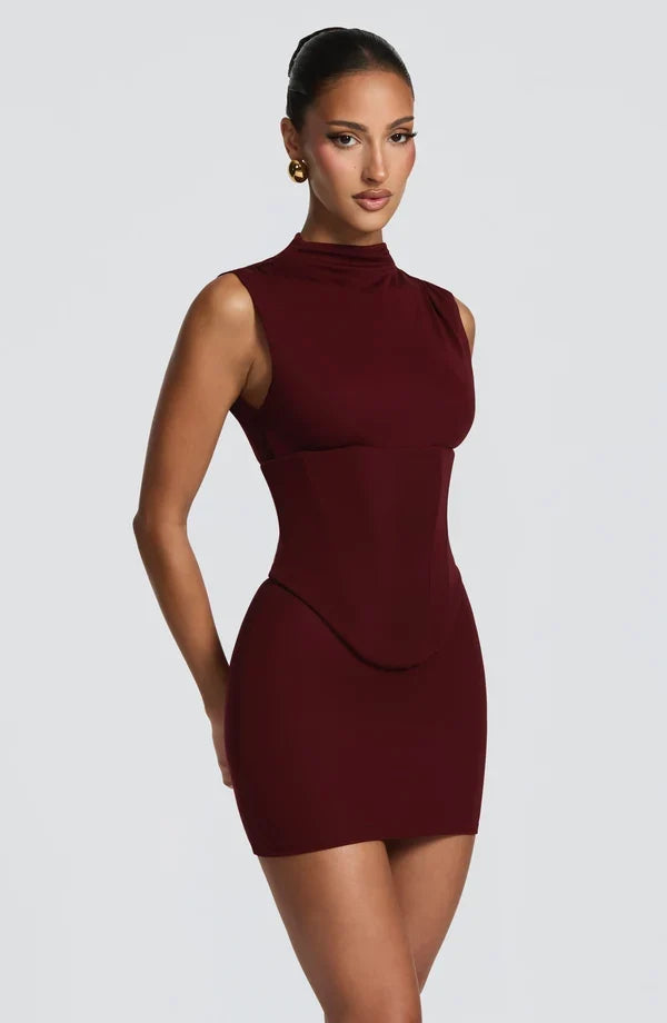 Quinn black sleeveless corset mini dress with lace-up back - view 18