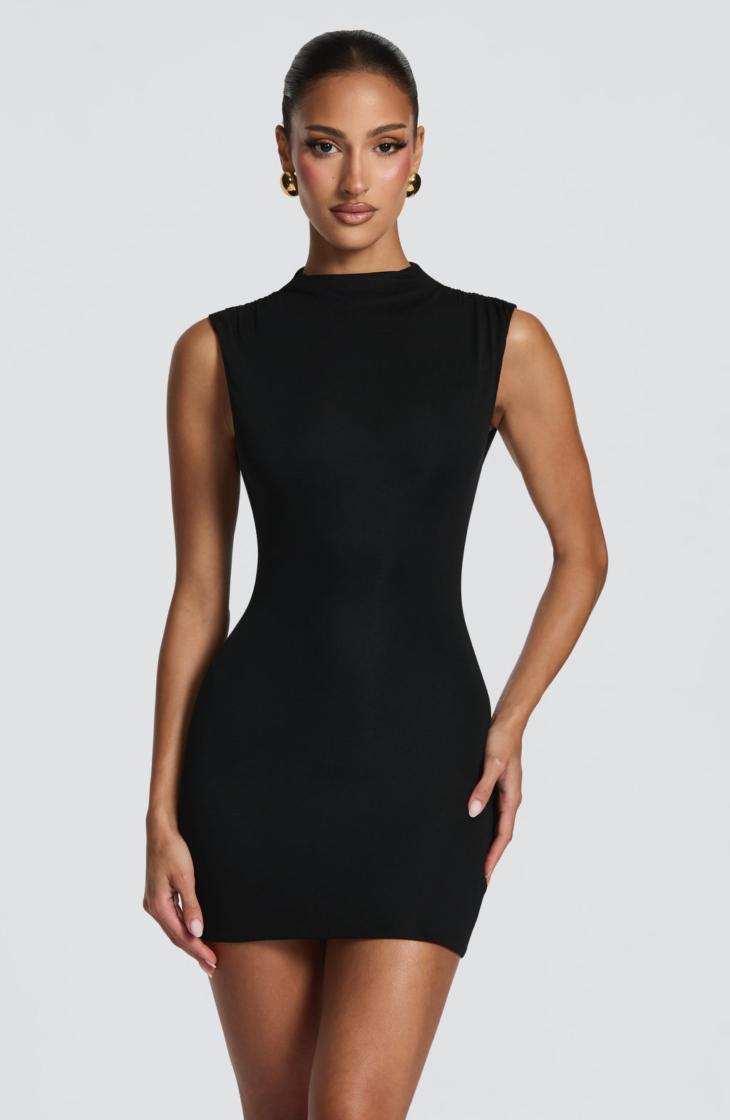 Quinn black sleeveless corset mini dress with lace-up back - view 6