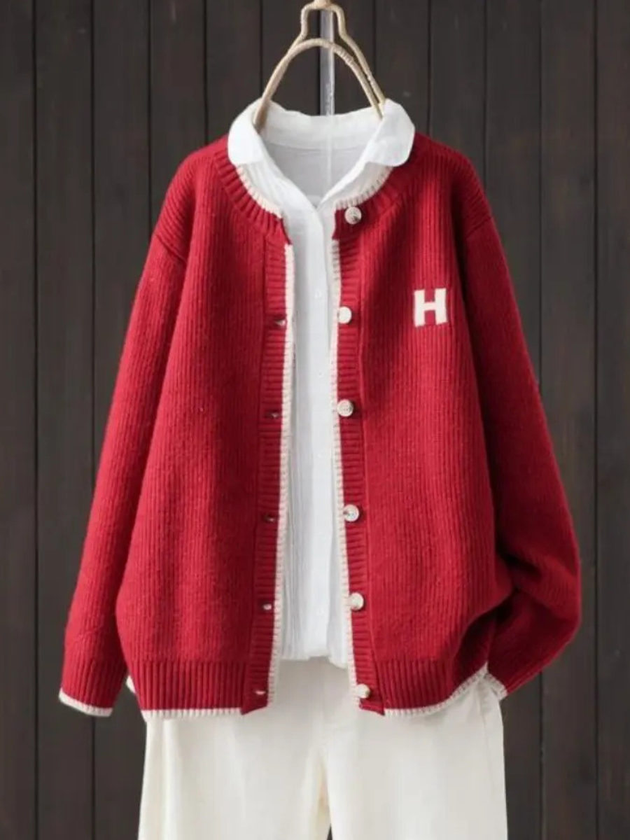 Quinn Varsity Patch Oversized Cardigan - view 2