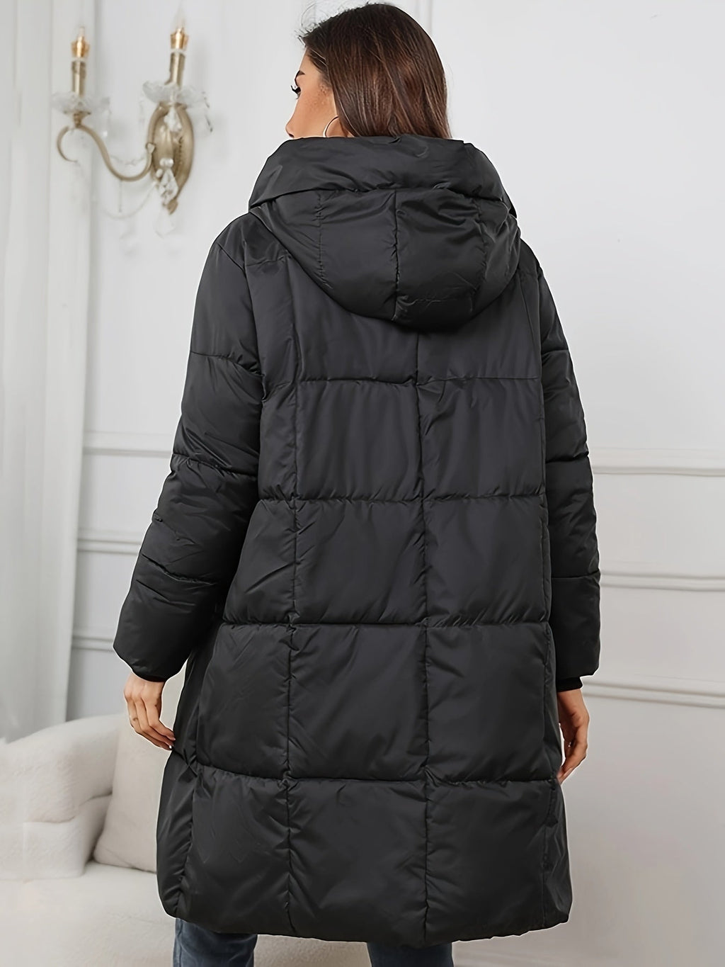 Linnea | Mid Length Hooded Puffer Jacket - view 2