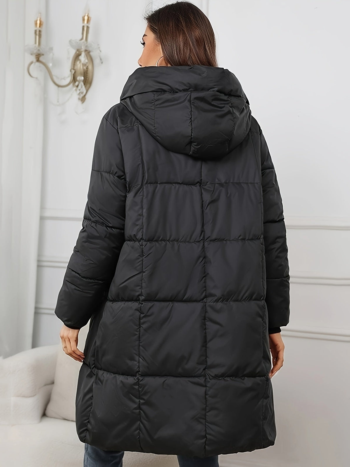 Linnea | Mid Length Hooded Puffer Jacket - view 2