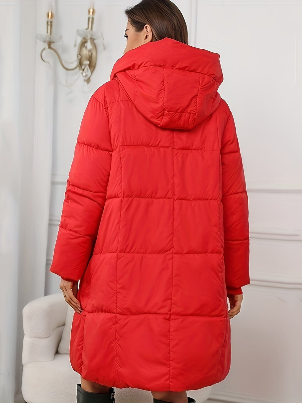 Linnea | Mid Length Hooded Puffer Jacket - view 3