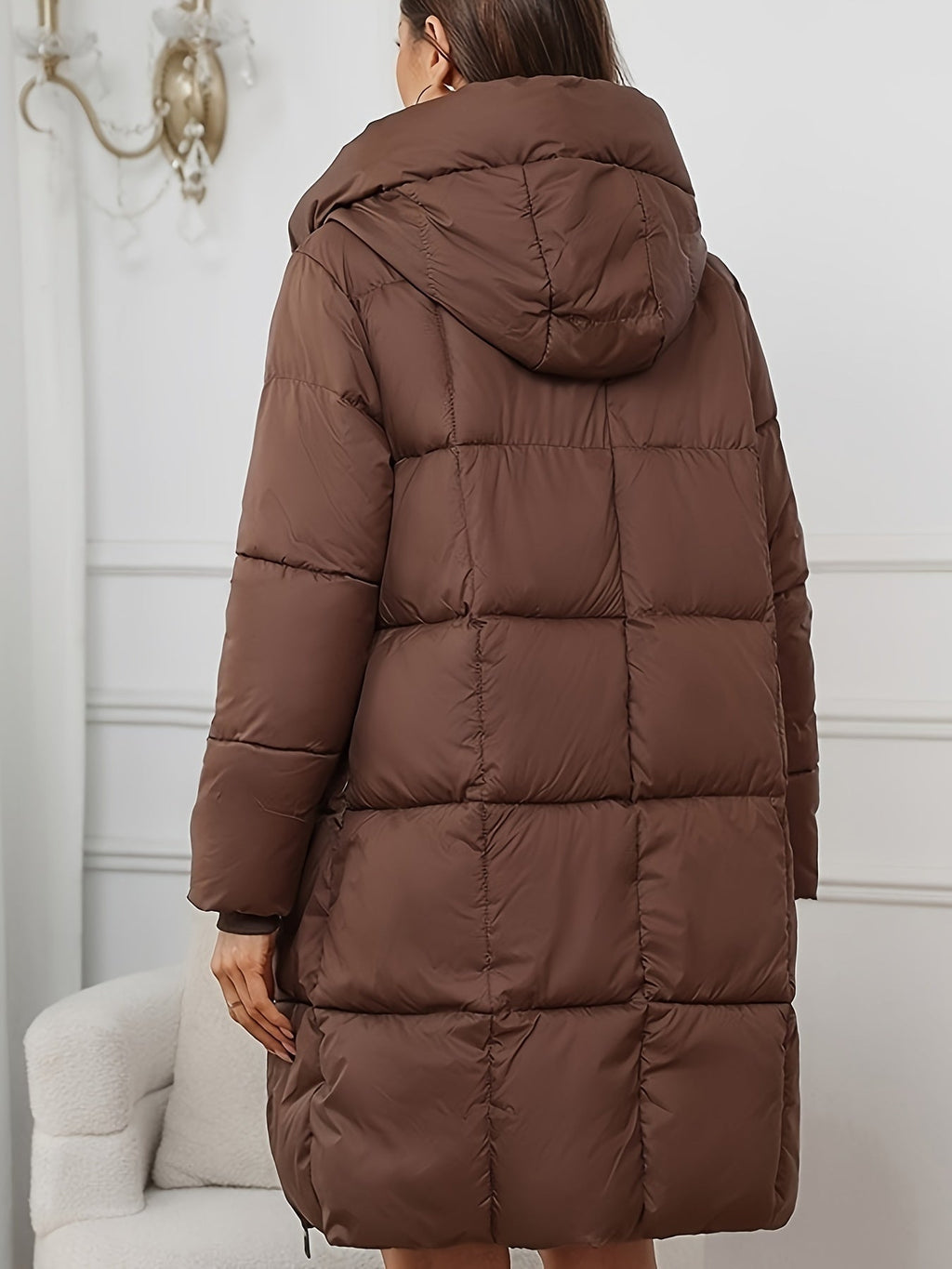 Linnea | Mid Length Hooded Puffer Jacket - view 5