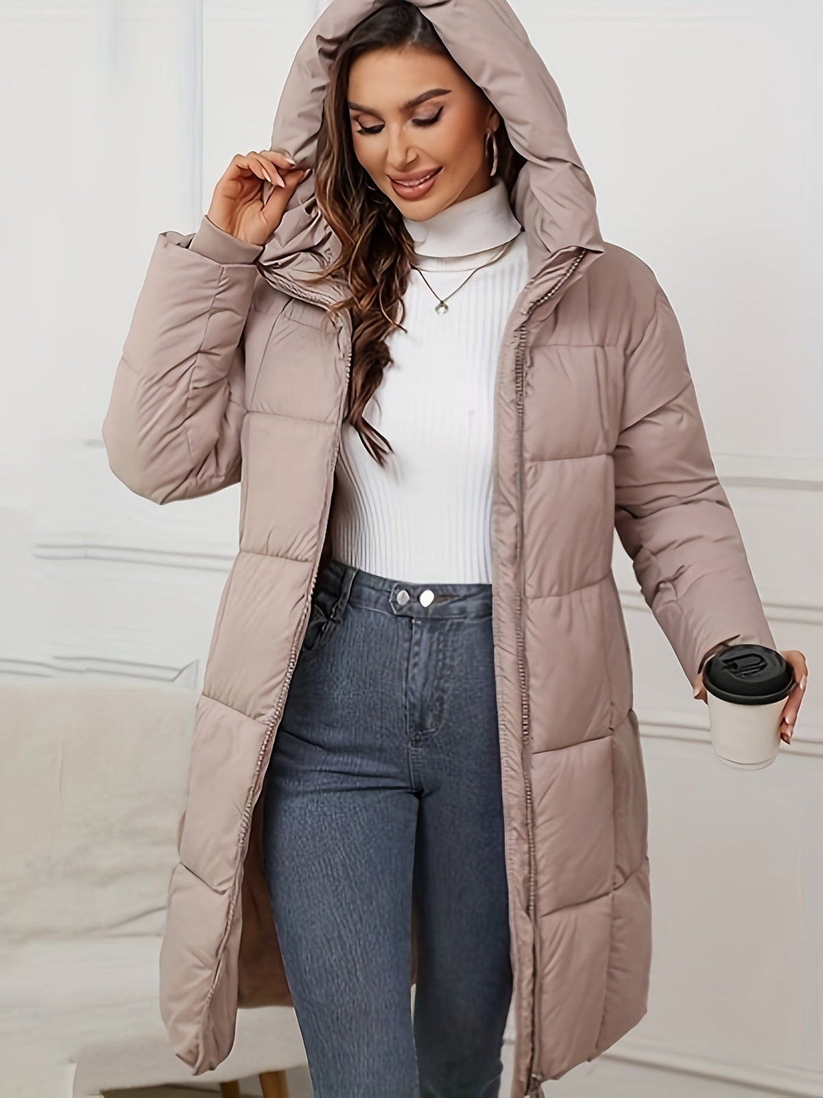 Linnea | Mid Length Hooded Puffer Jacket - view 9