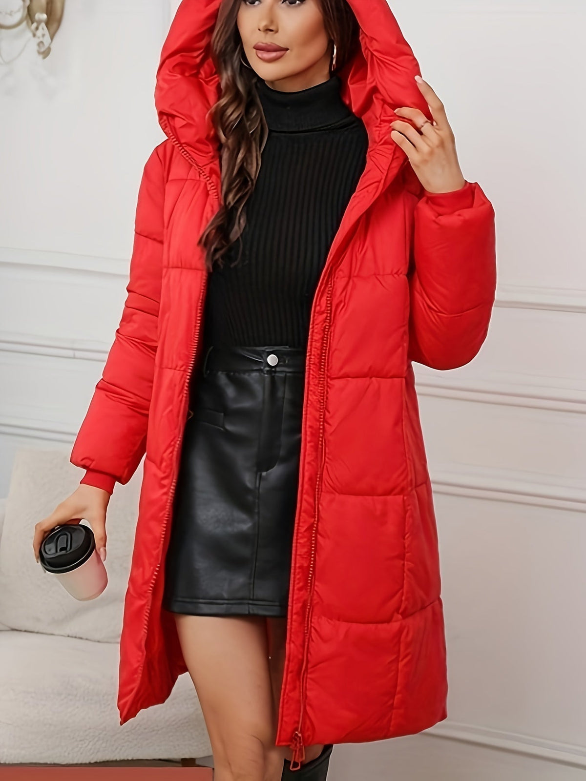 Linnea | Mid Length Hooded Puffer Jacket - view 8